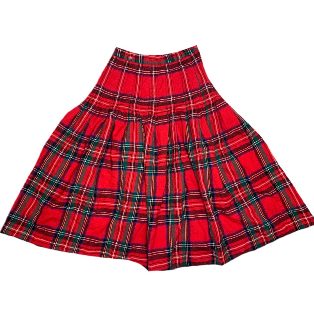 Vintage 80’s Wool Skirt Red and Green Pleated Skirt from Jeremy Scott